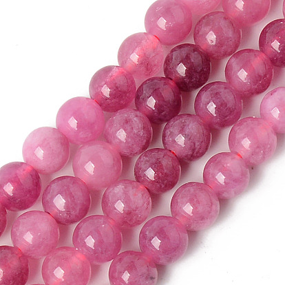 Natural Quartz Beads Strands, Dyed & Heated, Imitation Tourmaline, Round
