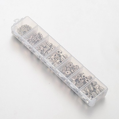 Тибетском стиле сплав Шарики прокладки, разнообразные, античное серебро, 4~8x3.5~6 мм, отверстия: 1.5~3.5 мм, около 250 шт / коробка