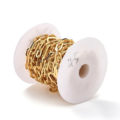 Brass Link Chains, Long-Lasting Plated, Unwelded, Rectangle & Polygon, with Spool, Cadmium Free & Nickel Free & Lead Free