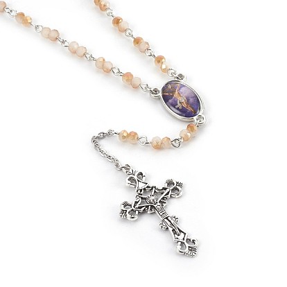Collares pendientes de la aleación, Con hallazgos en vidrio y metal., cruz crucifijo, para la Pascua