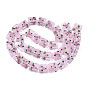 Handmade Frosted Lampwork Beads Strands, Square with Flower