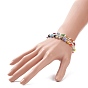 Glass Seed Beads Beaded Bracelets Sets, Millefiori Glass Beads Stretch Bracelets for Woman