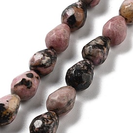 Natural Rhodonite Beads Strands, Faceted Teardrop