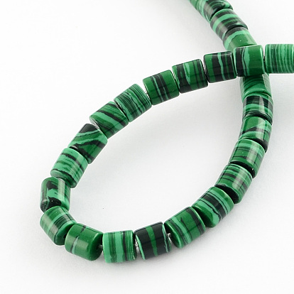 Synthetic Malachite Bead Strands, Column, 6x6mm, Hole: 1mm, about 66pcs/strand, 15.7 inch