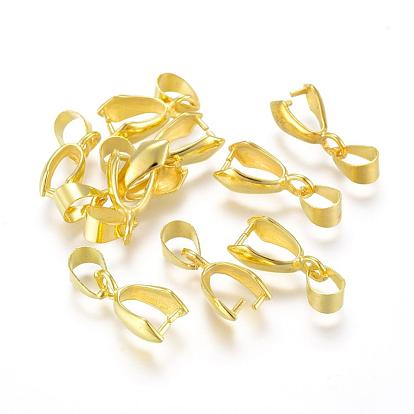 Brass Ice Pick Pinch Bails, Long-Lasting Plated, Real 18K Gold Plated