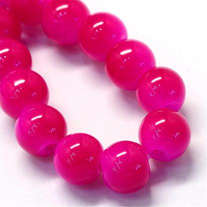 Baking Painted Imitation Jade Glass Round Bead Strands, 10~10.5mm, Hole: 1.5mm, about 85pcs/strand, 31.4 inch