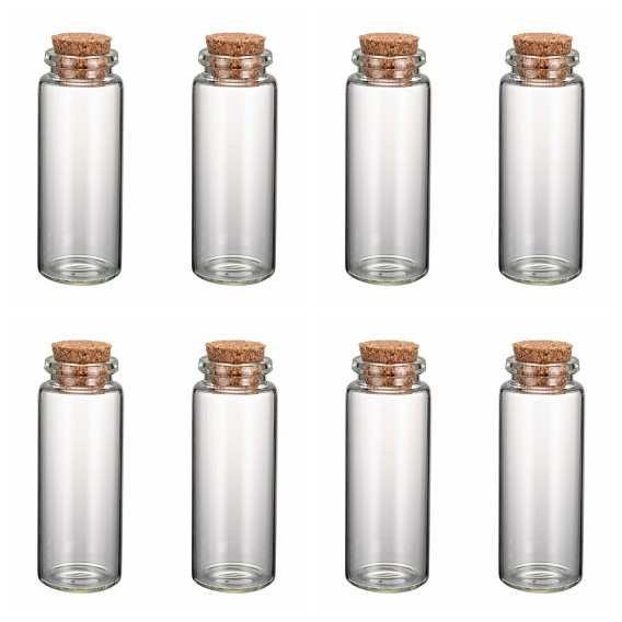 Bouteilles de verre bocal en verre, avec bouchon en liège, souhaitant bouteille, perle conteneurs, clair, 70x27mm