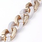 Handmade CCB Plastic & Opaque Acrylic Cuban Link Chain, Twisted Chain, for Jewelry Making, White