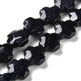 Synthetic Blue Goldstone Beads Strands, Faceted, Cross