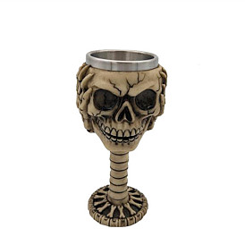Halloween 304 Stainless Steel 3D Skull Mug, Resin Skeleton Cup, for Home Decorations Birthday Gift