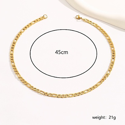 Stainless Steel Figaro Chain Necklace for Women