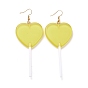 Transparent Heart-shape Lollipop Dangle Earrings for Women, Candy Color Simulation Food Drop Earrings, Golden