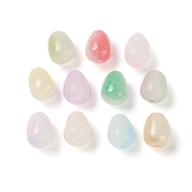 Opaque Spray Painted Glass Beads, Teardrop