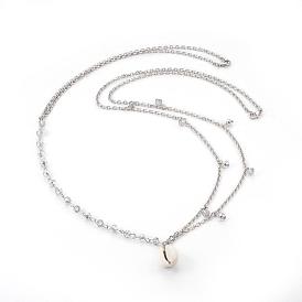 Collier corps pour femmes sexy, avec 304 chaînes de câble en acier inoxydable, découverte du fer, verre plaquent, perles de cauris