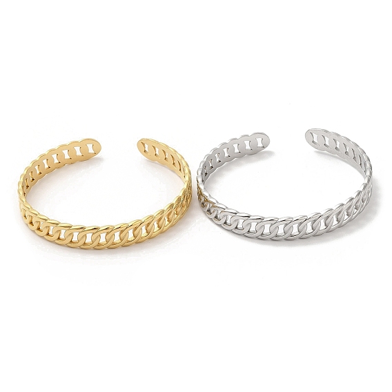 Placage ionique (ip) 304 bracelets en acier inoxydable, bracelets manchette à chaîne gourmette, bijoux pour femmes