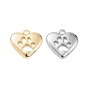 Ion Plating(IP) Brass Pendants, Heart with Cat Paw Charms