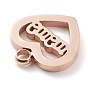 Ion Plating(IP) 304 Stainless Steel Charms, Laser Cut, Heart with Word Mama, for Mother's Day