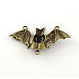 Tibetan Style Alloy Pendants, Halloween, Bat, Cadmium Free & Lead Free, 30x47.5x5mm, Hole: 2mm, about 199pcs/1000g