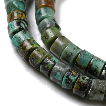 Natural African Turquoise(Jasper) Beads Strands, Flat Round/Disc, Heishi Beads