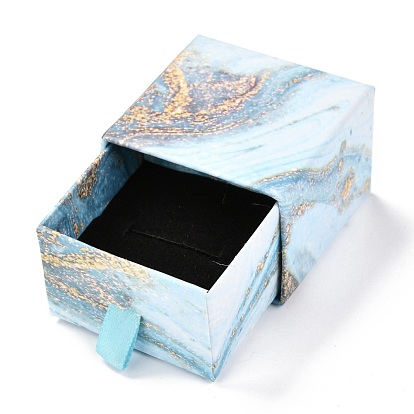 Квадратный ящик для бумаги, с черной губкой и веревкой из полиэстера, мраморный узор, для браслета и кольца
