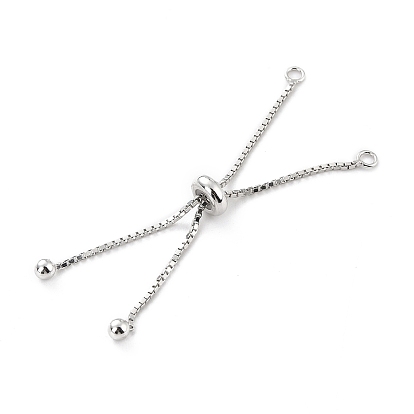 925 Sterling Silver Box Chain with Stop Beads and Loops, Slider Bracelet Making, for Bracelet Making