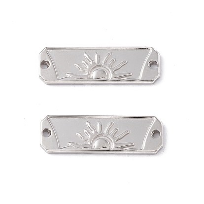 304 Stainless Steel Connector Charms, Rectangle Links with Sun Pattern