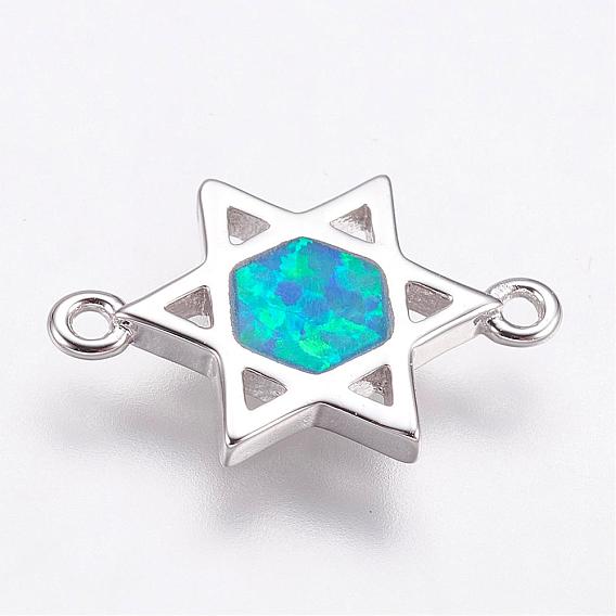 Synthetic Opal Links/Connectors, with Brass Findings, for Jewish, Star of David