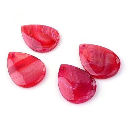 Natural Agate Pendants, Dyed, Drop, Mixed Style, 40~44.5x27.5~30x5~6.5mm, Hole: 2mm