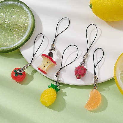 Correas móviles colgantes de resina de frutas., cordon de nylon accesorios moviles decoracion, formas mixtas