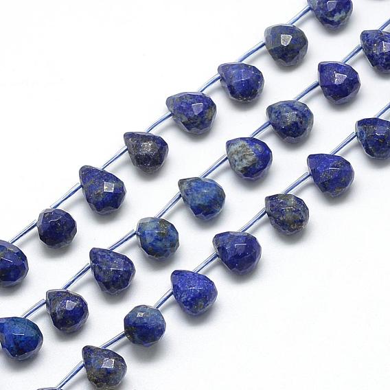 Lapis-lazuli, brins de perles naturels , larme à facettes