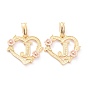 Real 18K Gold Plated Brass  Pendants, Heart with Alphabet