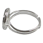 Adjustable Brass Finger Ring Components, Nickel Free, 17mm, Tray: 12mm inner diameter