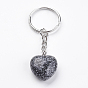 Gemstone Keychain, with Platinum Iron Findings, Heart