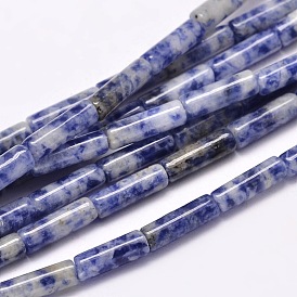 Tache bleue naturelle jasper colonne perles brins, 13~14x4~5mm, Trou: 1mm, Environ 29 pcs/chapelet, 15.7 pouce