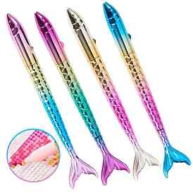 Солнечная пластиковая ручка с одной головкой для ногтей со стразами, ручка для ногтей, форма хвоста русалки