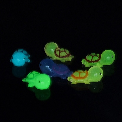 Cabujones de animales marinos de resina translúcida luminosa, pequeña tortuga