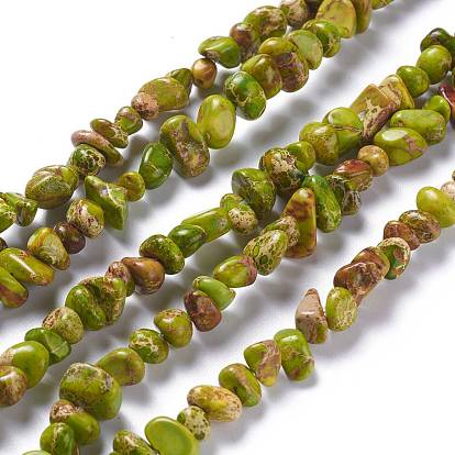 Natural Imperial Jasper Bead Strands, Dyed, Chips