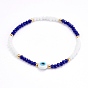 Verre à facettes perles bracelets extensibles, avec des perles rondes plates au chalumeau et 304 des perles en acier inoxydable, or