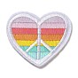 Coeur avec appliques signe de paix et rayures de pluie, fer à repasser informatisé / coudre des patchs, accessoires de costumes