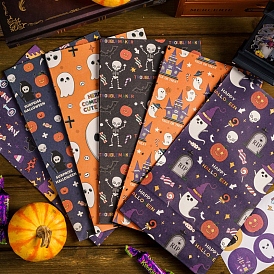 6 sac de bonbons halloween en papier pcs, halloween traiter cadeau sac cotillons, rectangle avec motif thème halloween