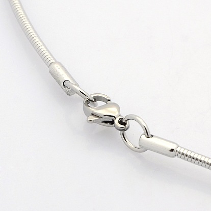 Casual Style 304 Stainless Steel Snake Chain Choker Necklaces, with Lobster Claw Clasps, 17.7 inch(450mm)