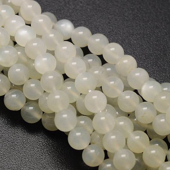 Brins de perles rondes en pierre de lune blanche naturelle, Grade a