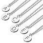 201 Stainless Steel Initial Pendants Necklaces, with Cable Chains, Flat Round with Letter