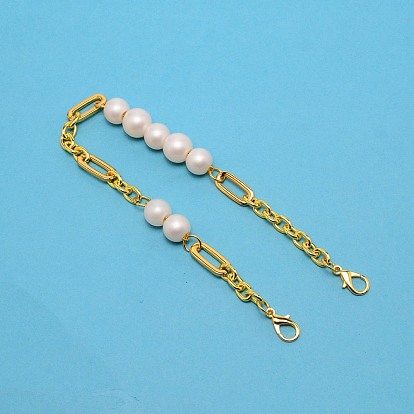 Zinc Alloy Bag Straps, with ABS Imitaion Pearl Beads, Bag Repalcement