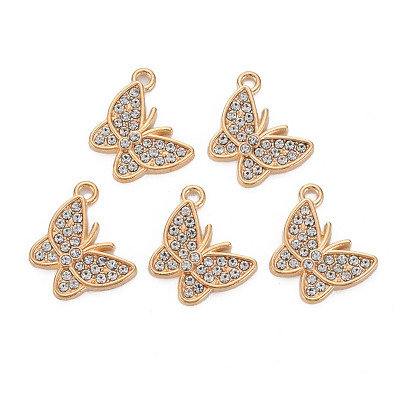 Alloy Pendants, with Crystal Rhinestone, Cadmium Free & Lead Free, Butterfly