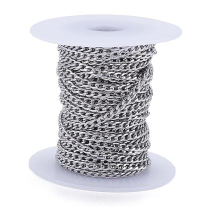 304 Stainless Steel Twisted Chains Curb Chain for Men's Necklace Making, Unwelded
