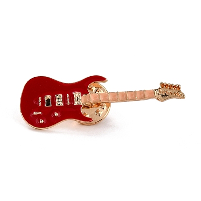 Pin de esmalte de guitarra, Broche de esmalte de aleación de instrumento musical para mujeres adolescentes, rojo