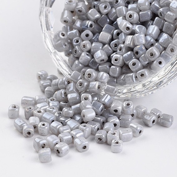 6/0 cube de perles de rocaille ceylon verre trou rond, 3.5~4x2.5~3mm, trou: 0.5 mm, environ 5500 pcs / 450 g