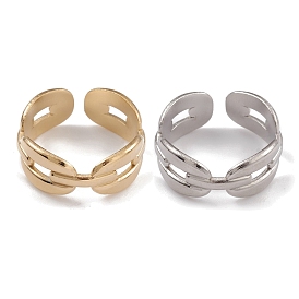 304 Stainless Steel Hollow Out Oval Cuff Rings for Women