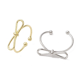 Rack Plating Brass Finger Rings, Long-Lasting Plated, Lead Free & Cadmium Free, Bowknot